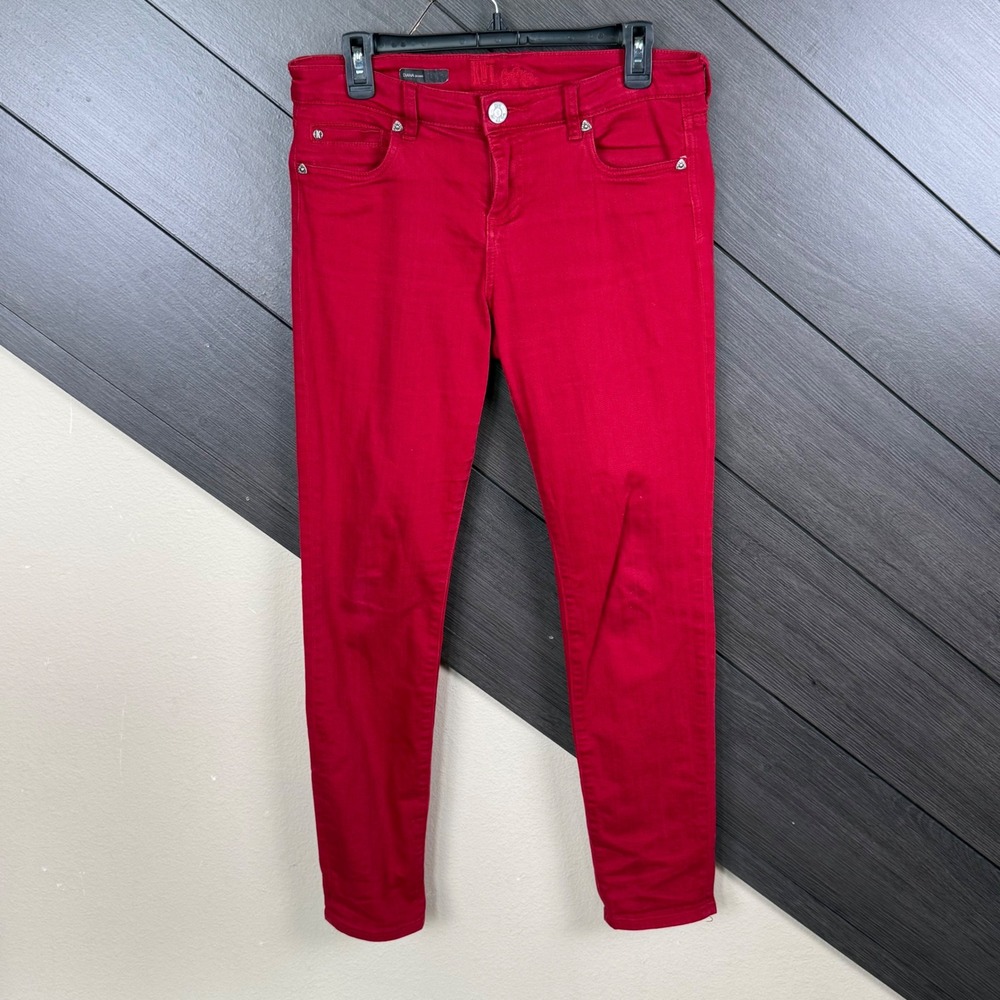 KUT From The Kloth Diana Women's Skinny Jeans Size 8 Red Stretch Denim